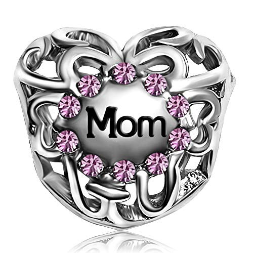 JMQJewelry Mom Heart June Birthday Birthstone Pink Purple June Charms For Bracelets Women Girl Jewelry JMQJewelry Mom Heart June Birthday Birthstone Pink Purple June Charms For Bracelets Women Girl Jewelry