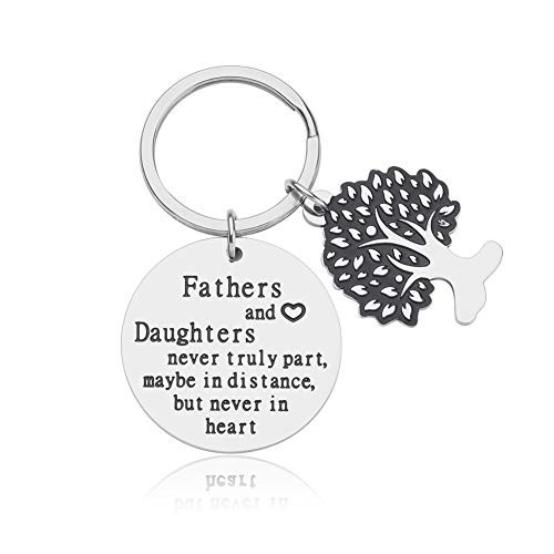 Dad Keychain from Daughter Birthday Fathers Day Gift Engraved Fathers and Daughters Never Truly Part Maybe in Distance But Never in Heart Stainless Steel Key Ring for Men Daddy Step Dad in law Dad Keychain from Daughter Birthday Fathers Day Gift Engraved Fathers and Daughters Never Truly Part Maybe in Distance But Never in Heart Stainless Steel Key Ring for Men Daddy Step Dad in law