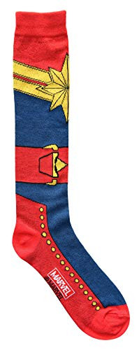 Marvel Captain Marvel Suit Up Costume Juniors Womens Knee High Socks