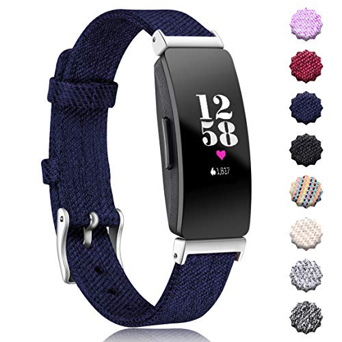 Maledan Bands Compatible with Inspire HR   Inspire   Inspire 2 Women Men  Woven Fabric Accessories Strap Wrist Band Compatible with Inspire 2  Large  Dark Blue