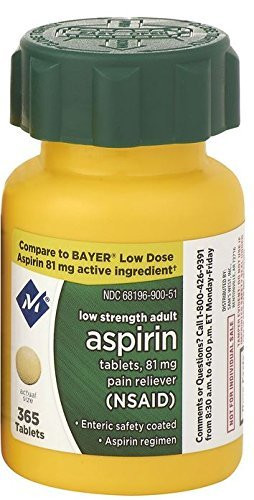 Member s Mark Low Strength Adults Enteric Safety Coated Aspirin Regimen Tablets 81mg Pain Reliever NSAID  1 bottle  365 tablets