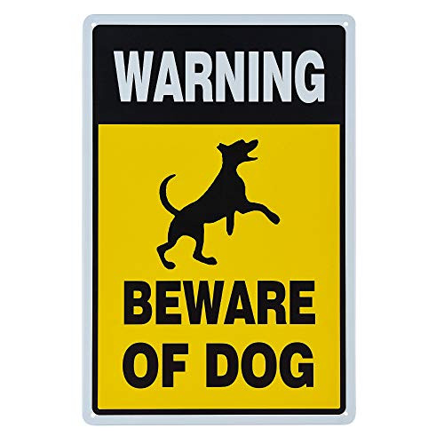 dojune Beware of Dog Warning Sign Vintage Retro Metal Plaque Sign 8 x 12
