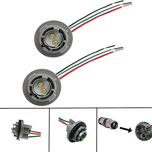 BAR Autotech 1157 Replacement Sockets   BAY15D 2057 2357 7528 LED Bulbs Plastic Socket Holder Plugs Connectors with 20AWG Pigtail Wires For Rear Brake Stop Turn Signal Tail Light  Pack of 2