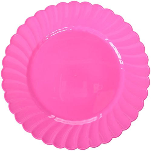 Amscan 430901.103 Premium Plastic Scallop Plate 10 1/4" Bright Pink