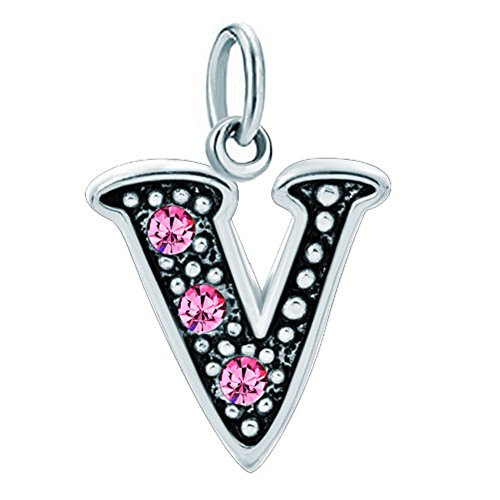 Q Locket Pink Letter A Z Alphabet Initial Charms Bead for Bracelets  V