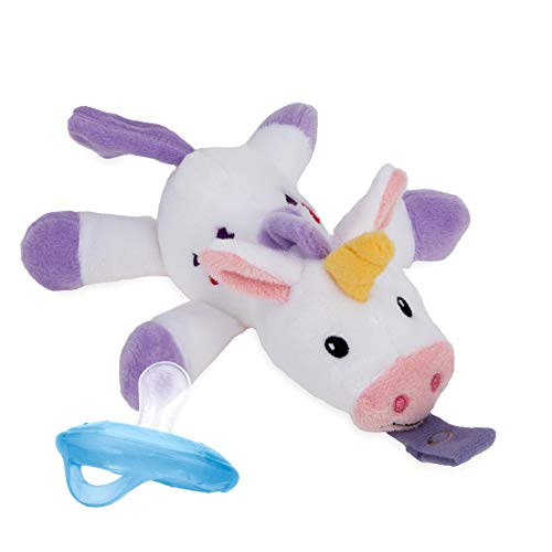 Nuby Calming Natural Flex Snuggleez Pacifier with Plush Combo Set for Cuddling with Comfort  0M   Unicorn