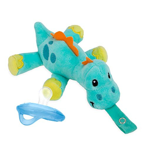 Nuby Calming Natural Flex Snuggleez Pacifier with Plush Combo Set for Cuddling with Comfort  0M   Dino