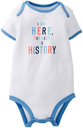 Carter s Baby Boys  Slogan Bodysuit  111a483   White  New Born