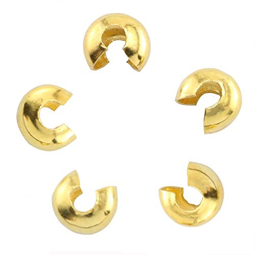 Batino 200pcs Crimp Bead Knot Covers Round Open Crimp Beads Caps for Jewelry Craft Making Findings 4mm