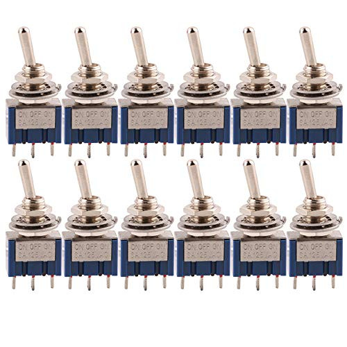 CESFONJER 12 Pcs SPDT Mini Micro Toggle Switch  On Off On 3 Pins 3 Position Miniature Toggle Switch AC 125V 6A