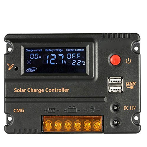 Anself 12V/24V Solar Charge Controller Panel Battery Regulator LCD Display Auto Switch (10A)