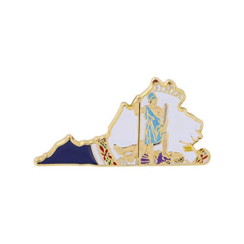 WizardPins State Shape of Virginia and Virginia State Flag Lapel Pin 1 Pin