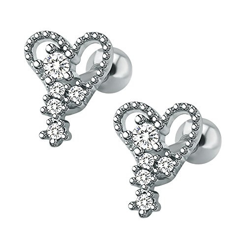 16g Sparkling Cubic Zirconia Stainless Steel Stud Earrings Tragus Helix Conch Cartilage Ear Piercing  Key