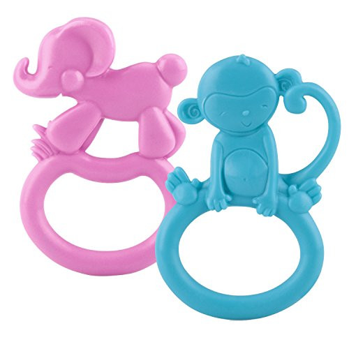 Nuby 2 Pack ZooLoops Teethers  Colors May Vary
