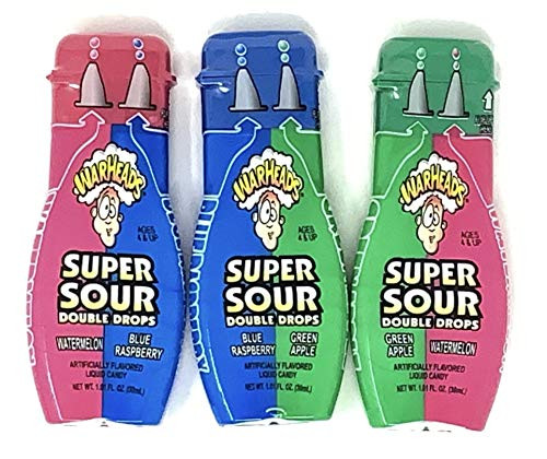 Warheads Super Sour Double Drops Variety Pack of 3  1 of each    Free 10 Warheads Sour Candy