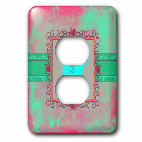 3dRose lsp_186413_6 Majestic Goat Next To Tree, Pewter Look Frame, Bright Green And Pink Outlet Cover Multicolor
