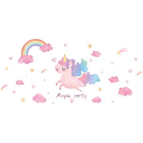 WAFT YEARN Cartoons Unicorn Decals for Girls Room Playroom Nursery Decor Wall Stickers Decoration for Kids and Toddlers Bedroom  Unicorn 4
