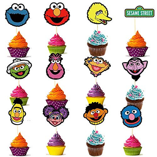 24PCS Sesame Elmo Inspired Street Cupcake Topper for Kids Adults Birthday Party Cake Decoration Cake Topper Cookie for Monster Party Supplies 24PCS Sesame Elmo Inspired Street Cupcake Topper for Kids Adults Birthday Party Cake Decoration Cake Topper Cookie for Monster Party Supplies