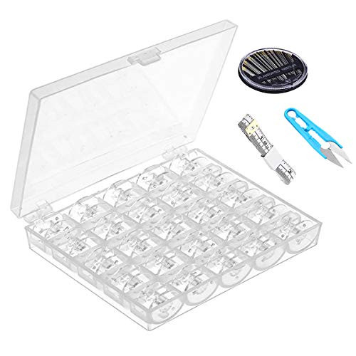 25 Pcs Plastic Sewing Machine Bobbins with Case and Measuring Tape for Brother Singer Babylock Janome Kenmore 003 25 Pcs Plastic Sewing Machine Bobbins with Case and Measuring Tape for Brother Singer Babylock Janome Kenmore 003