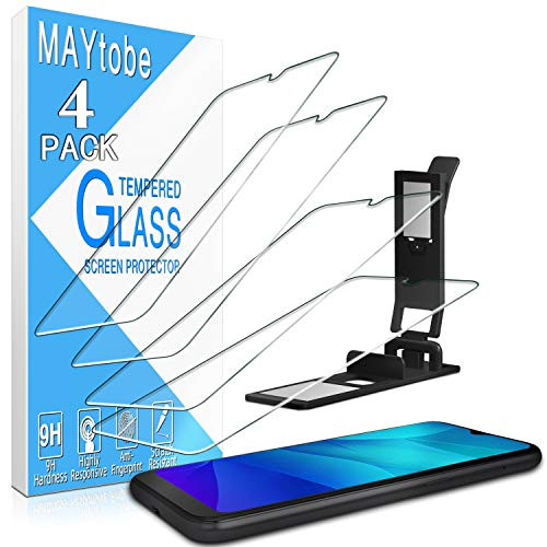MAYtobe Galaxy A01 Screen Protector   Tempered Glass For Samsung Galaxy A01 Screen Protector  Easy Installation Tray  Anti Scratch  Bubble Free  4 Pack