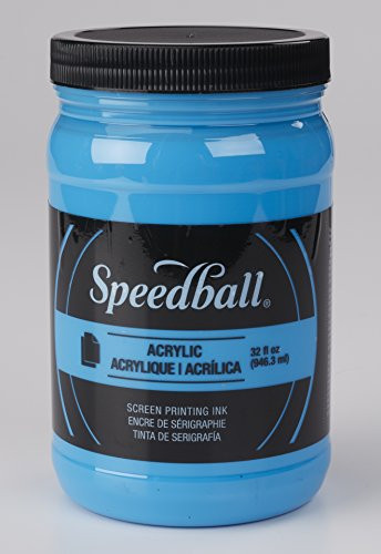 Speedball 046418 Acrylic Screen Printing Ink 946ml, 32 Fl. oz, Fluorescent Blue