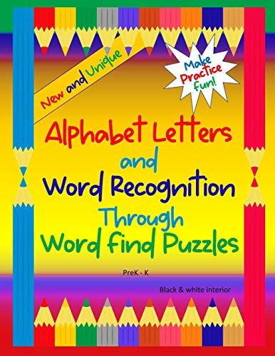 Alphabet Letters and Word Recognition Through Word Find Puzzles  PreK K  B W interior