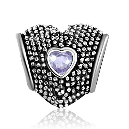 JMQJewelry Love Heart Birthstone Birthday Purple June Charms for Bracelets Women Girl Jewelry Halloween Gifts JMQJewelry Love Heart Birthstone Birthday Purple June Charms for Bracelets Women Girl Jewelry Halloween Gifts