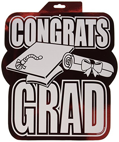Printed Foil Congrats Grad Cutout  red  Party Accessory   1 count