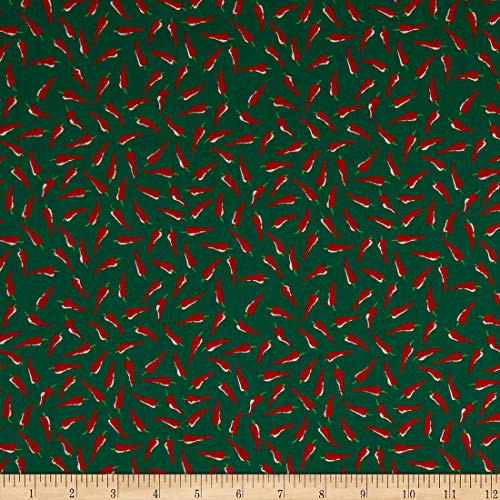 Baxter Mill Santa Fe Christmas Hot Chili Peppers Green Quilt Fabric By The Yard
