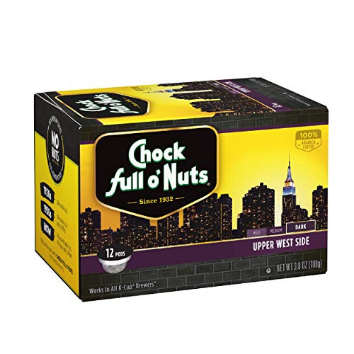Chock Full oNuts Upper West Side Dark Roast  K Cup Compatible Pods  12 Count    100 Premium Arabica Coffee in Eco Friendly Keurig Compatible Single Serve Cups