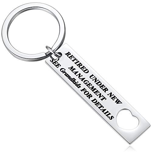 Hazado Retired Under New Management See Grandkids for Details   Retirement Gifts Keychain for Women   Funny Retiring Gift for Grandma  Teacher  Coworker  Best Friend  Wife  Mom  Nurse  Boss