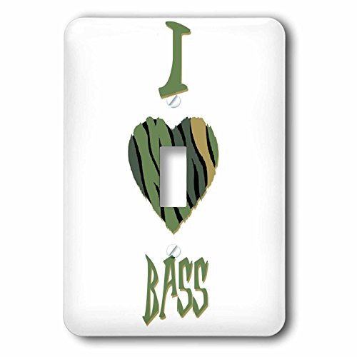 3dRose lsp 121883 1 Camo Colored Striped I Love Bass Single Toggle Switch