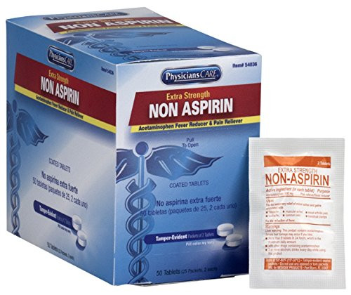 PhysiciansCare by First Aid Only Extra Strength Non Aspirin  25 Packets of 2 Tablets