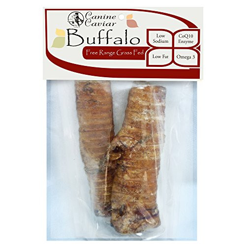 Canine Caviar Buffalo Treats Buffalo Buffaroos  100 Natural Dog Treats  Trachea Dog Chews  6  L  2 Piece
