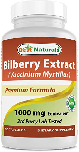 Best Naturals Bilberry Extract 1000mg Capsule  Non GMO  Supports Healthy Vision  90 Count