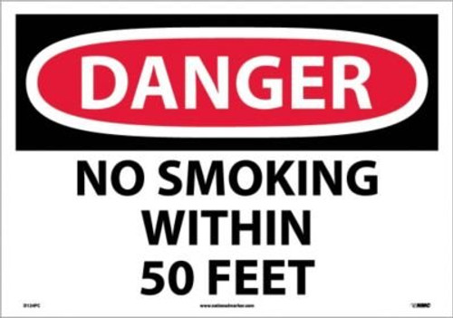 NMC D124PC OSHA Sign Legend DANGER NO SMOKING WITHIN 50 FEET 20 Length x 14 Height Pressure Sensitive Vinyl Black Red on White NMC D124PC OSHA Sign Legend DANGER NO SMOKING WITHIN 50 FEET 20 Length x 14 Height Pressure Sensitive Vinyl Black Red on White