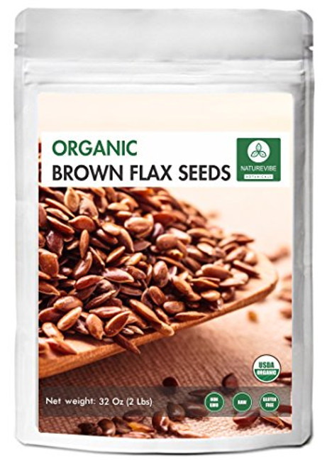 Naturevibe Botanicals Organic Brown Flax Seed  2lb   Gluten Free   Non GMO  32 ounces