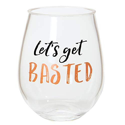 C R  Gibson   Let s Get Basted   Acrylic Stemless Wine Glass  12 oz