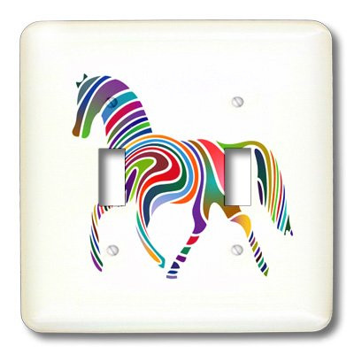 3dRose lsp 119181 2 Beautiful Rainbow Colored Horse Double Toggle Switch
