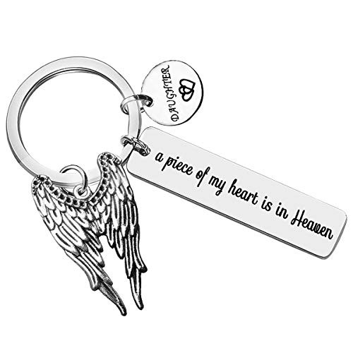 Daughter Memorial Jewelry Loss Memorial Keychain Keyring A Piece of My Heart Is in Heaven Memorial Gift Miscarriage Remembrance Gift Loss of Loved One Keychain Sympathy Gift for Infant Loss