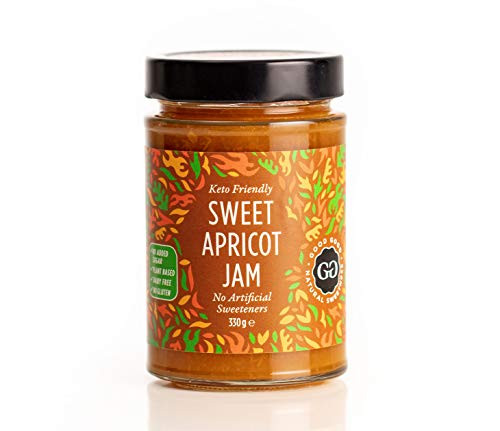 Sweet Apricot Jam by Good Good   12 oz   330 g   No Added Sugar Apricot Jam   Vegan   Gluten Free   Diabetic  Apricot  but is  Good Good Jam with Stevia   Apricot 330g