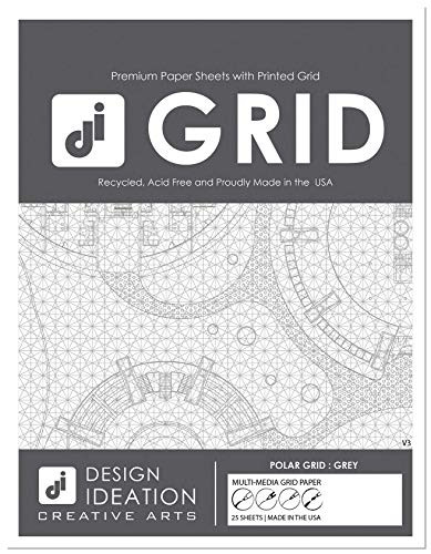 Design Ideation Brand Grid Paper   Multi Media Grid Paper for Pencil  Ink  Marker and Watercolor Paints  Polar Isometric Grid   25 Sheet Pack    Grey Grid