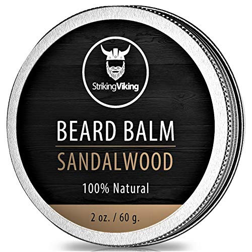 Sandalwood Beard Balm Styles Strengthens Softens Beards and Mustaches 100 Natural Beard Conditioner with Organic Shea Butter Tea Tree Argan Jojoba Oils by Striking Viking Sandalwood Beard Balm Styles Strengthens Softens Beards and Mustaches 100 Natural Beard Conditioner with Organic Shea Butter Tea Tree Argan Jojoba Oils by Striking Viking