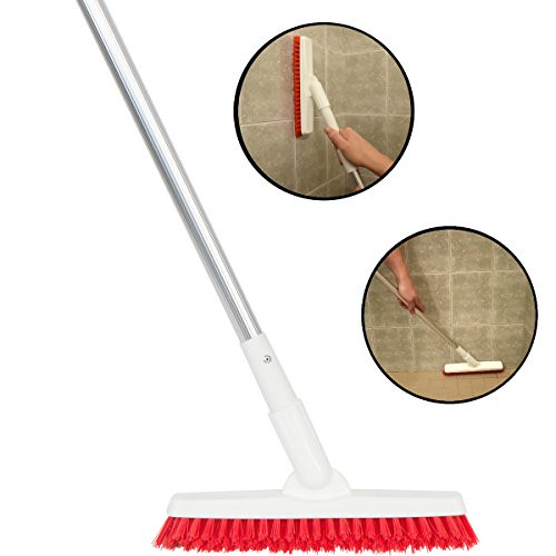 Grout Brush with Long Handle - Extendable Telescopic Handle - Kitchen | Shower | Tub | Tile Scrub Brush by Foxtrot Living