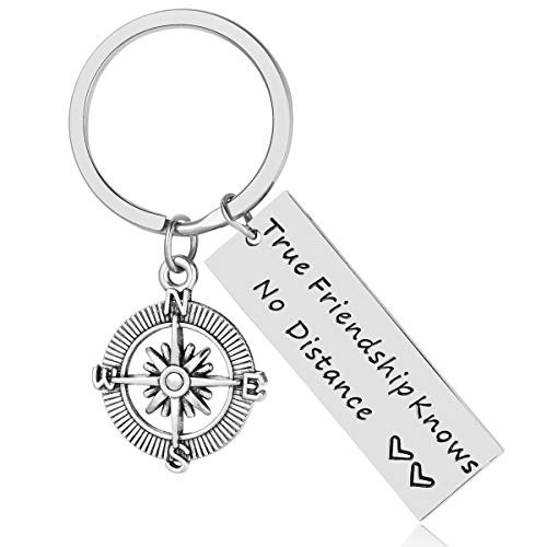 ELOI Best Friend Keychain Long Distance Friendship Keyring True Friendship Knows No Distance Gift