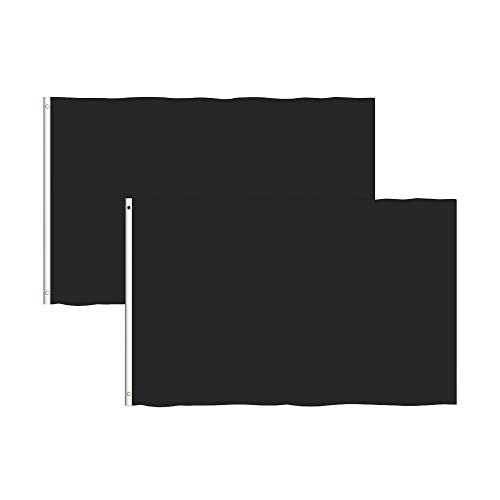 Consummate Solid Black Flag 3x5 Foot Plain Black Flags Banner Polyester with Brass Grommets 2 Pack