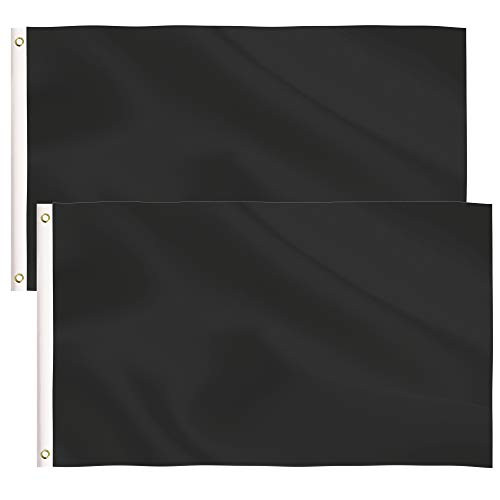 2 Pack Solid Black Flag 3x5 Ft DIY Solid Black Flag with Blank Flags Banner Polyester and Brass Grommets Garden Decoration  Black