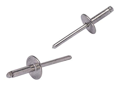 68 Large Flange Stainless Rivets  25pc  3 16  Diameter  Grip Range  3 8    1 2    All 18 8 Stainless Steel