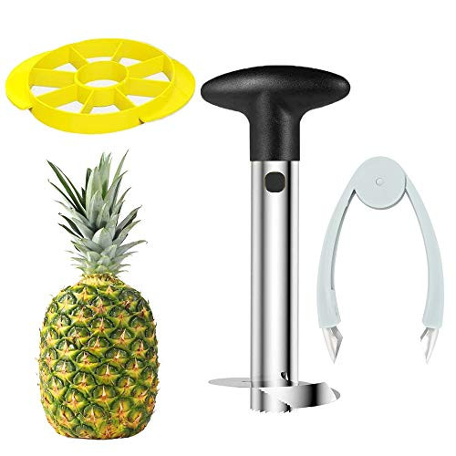 NACTECH Pineapple Corer Slicer Tool Pineapple Cutter Peeler Pineapple Corer Remover Stainless Steel for Easy Core Removal   Slicing with 1pc Huller Stem Remover NACTECH Pineapple Corer Slicer Tool Pineapple Cutter Peeler Pineapple Corer Remover Stainless Steel for Easy Core Removal   Slicing with 1pc Huller Stem Remover