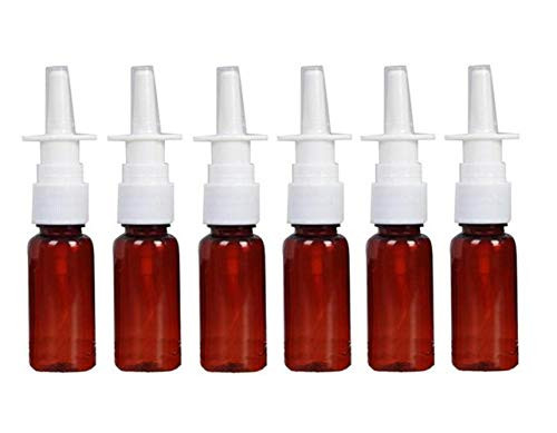 12Pcs Empty Amber Plastic Fine Mist Atomizers Nasal Bottle For ??Saline Water Medical Injection Makeup Water Perfume Storage Container size 20ml 0 67oz